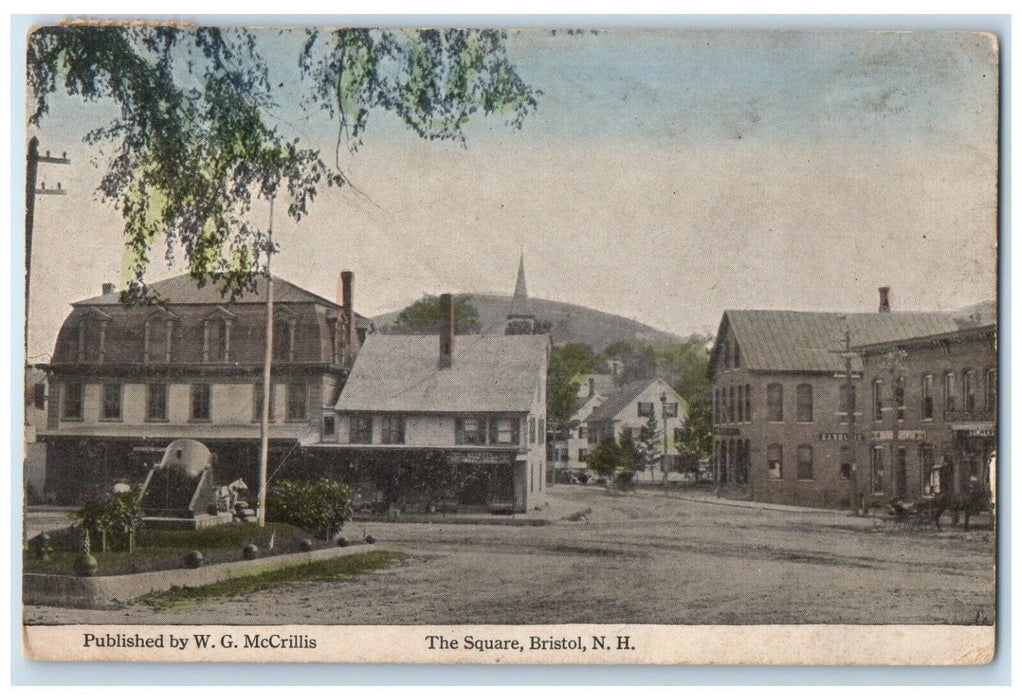 1910 Square Houses Street Park Bristol New Hampshire NH Vintage Antique Postcard
