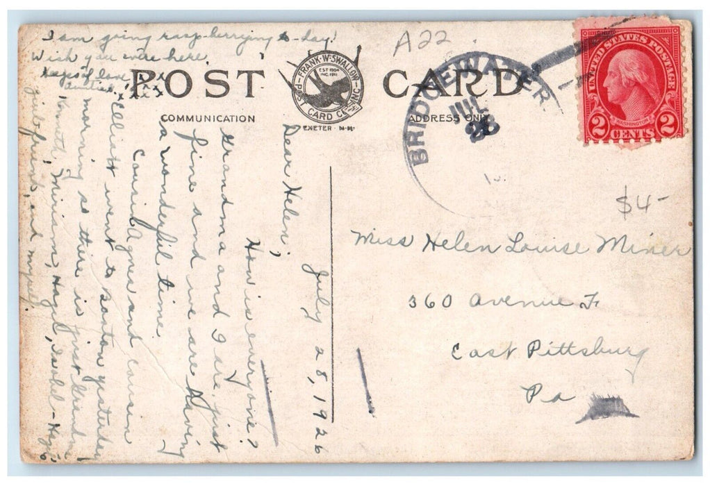 1910 Square Houses Street Park Bristol New Hampshire NH Vintage Antique Postcard