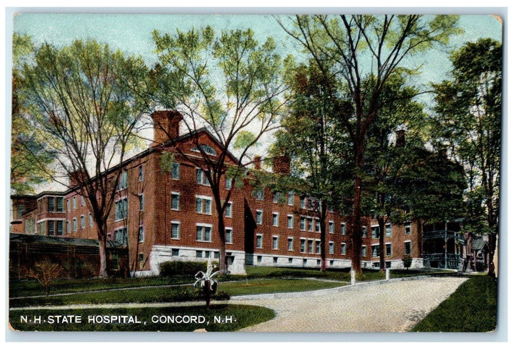 c1910 Exterior View New Hampshire State Hospital Concord New Hampshire Postcard
