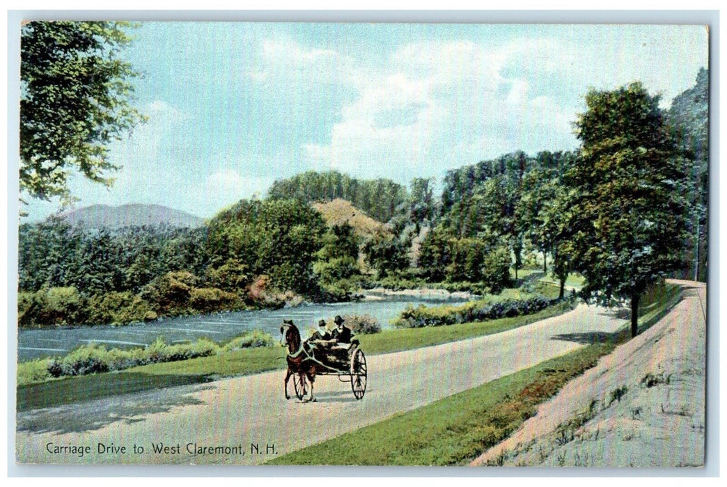 1910 Carriage Drive West Horse Carriage Claremont New Hampshire Antique Postcard