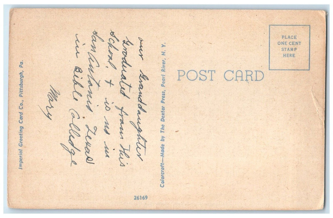 c1940 Washington High School Exterior Building Washington Pennsylvania Postcard