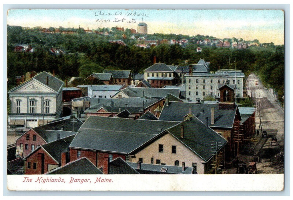 c1905 Bird's Eye View Of Highlands Bangor Maine ME Unposted Antique Postcard