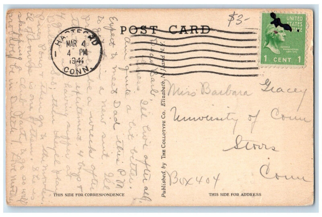 1941 Veterans Administration Facility 1930 Newington Connecticut Posted Postcard