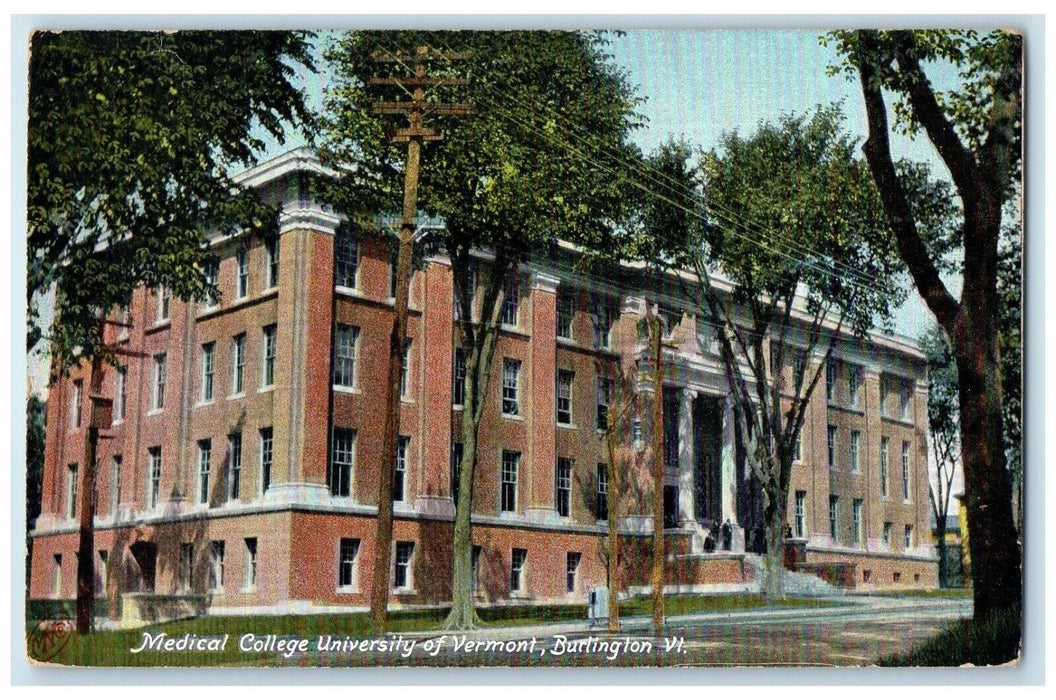 1909 Medical College University Vermont Building Burlington Vermont VT Postcard