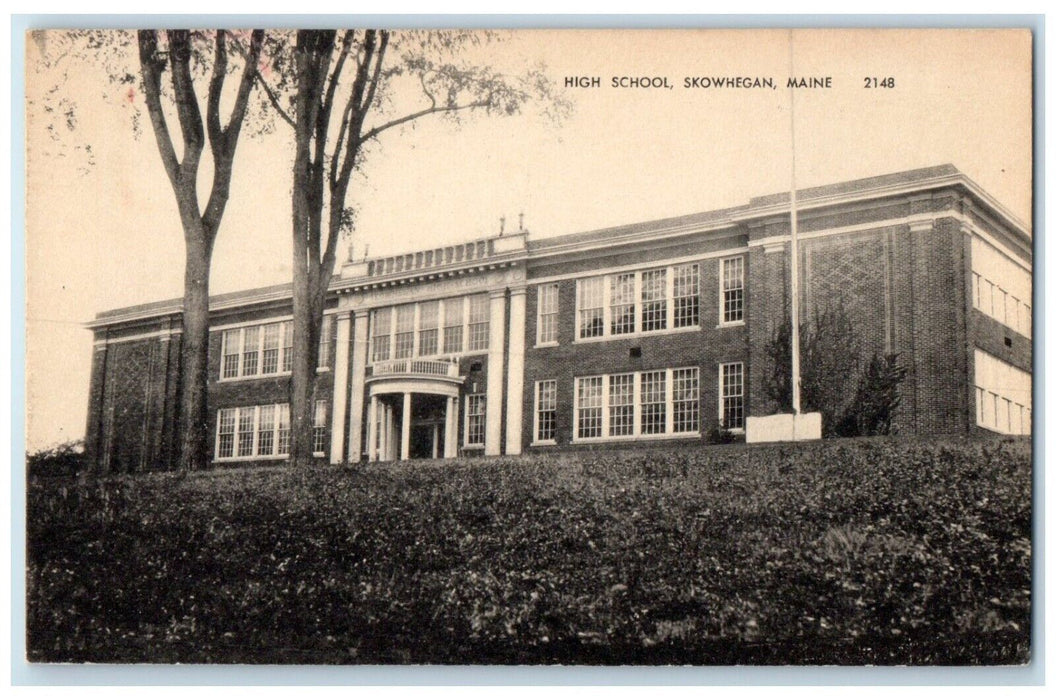 c1930's High School Building Campus Skowhegan Maine ME Unposted Vintage Postcard