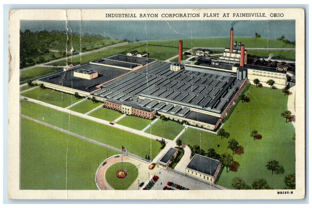 1955 Aerial View Industrial Rayon Corporation Plant Painesville Ohio OH Postcard