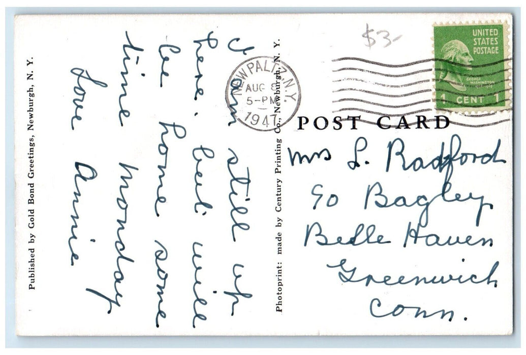 1947 State Teachers College Exterior Building Field New Paltz New York Postcard