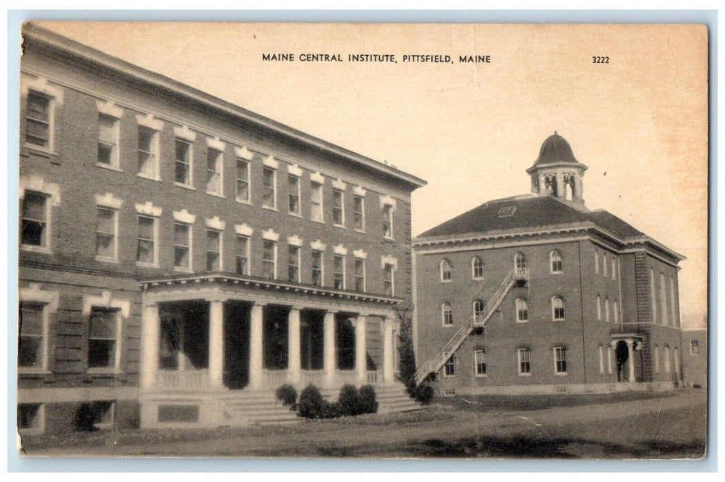 c1910's Main Central Institute Building Pittsfield Maine ME Antique Postcard