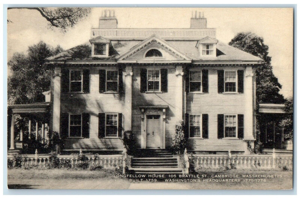 c1940 Longfellow House Washington Headquarters Cambridge Massachusetts Postcard