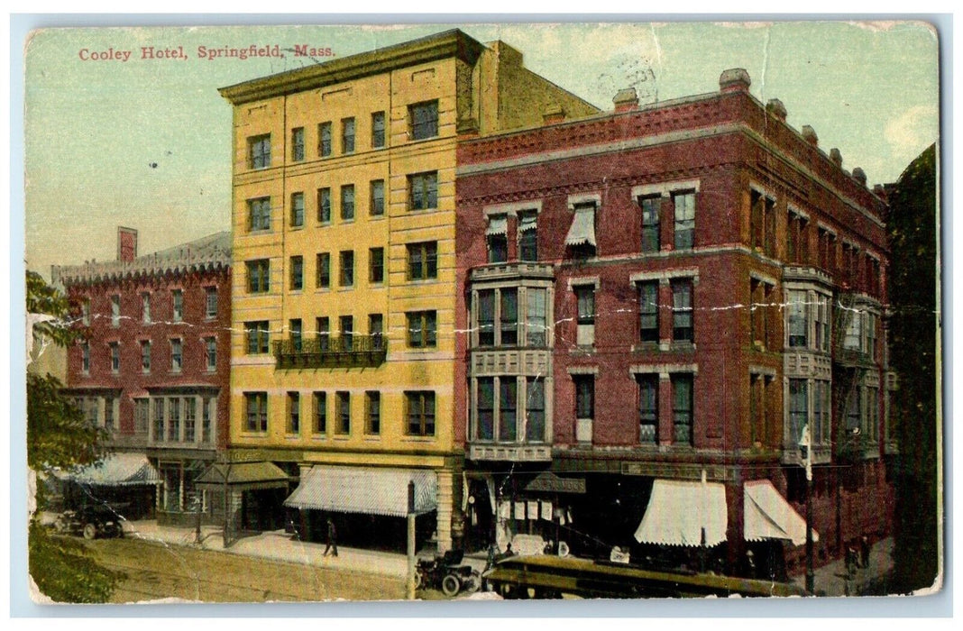 1916 Exterior View Cooley Hotel Building Springfield Massachusetts MA Postcard