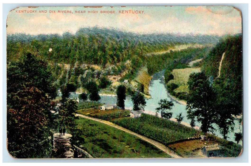 c1910's View Of Kentucky And Dix Rivers Near High Bridge Kentucky KY Postcard