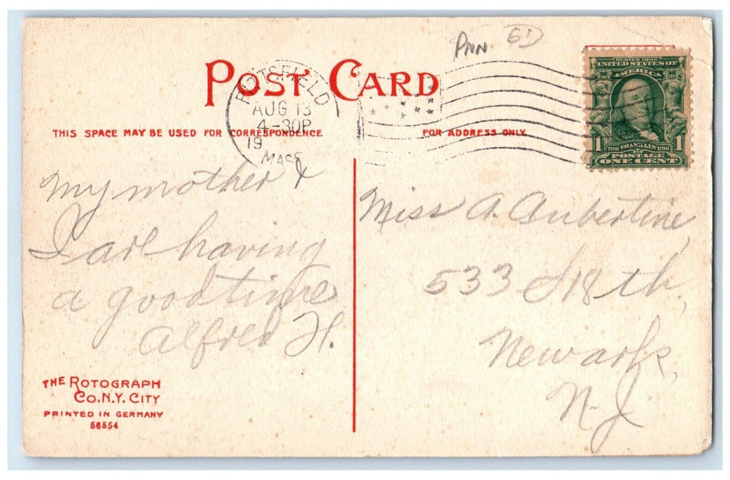 c1910's Brigg's School Bridge Pittsfield Massachusetts MA Rotograph Postcard