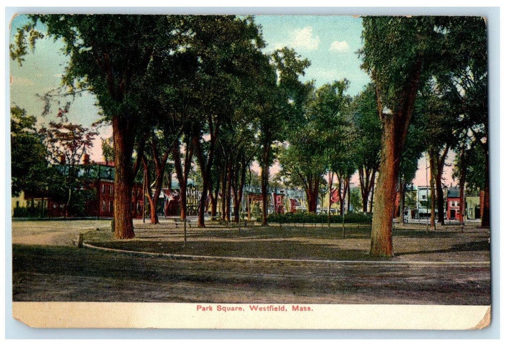 c1910's View Of Park Square Westfield Massachusetts MA Unposted Antique Postcard