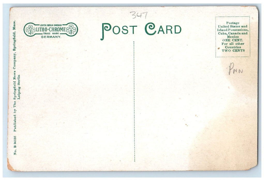 c1910's View Of Park Square Westfield Massachusetts MA Unposted Antique Postcard