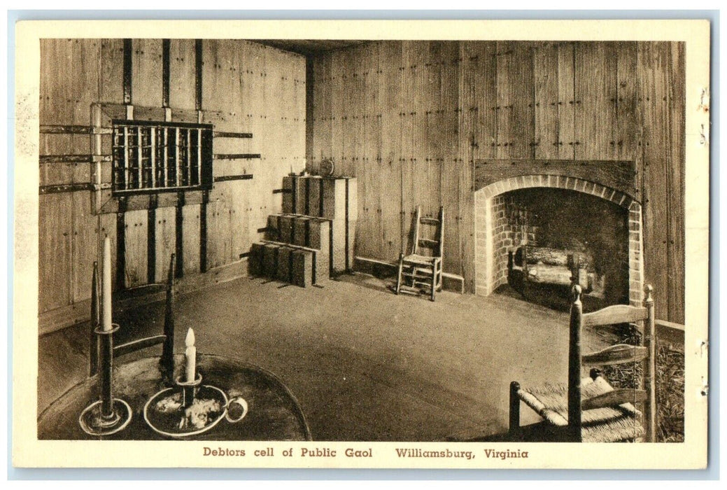 c1940 Interior View Debtors Cell Public Goal Williamsburg Virginia VA Postcard