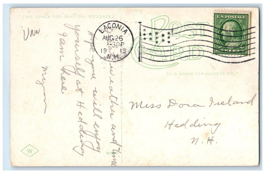 1913 High School Building Campus Laconia New Hampshire NH Antique Postcard