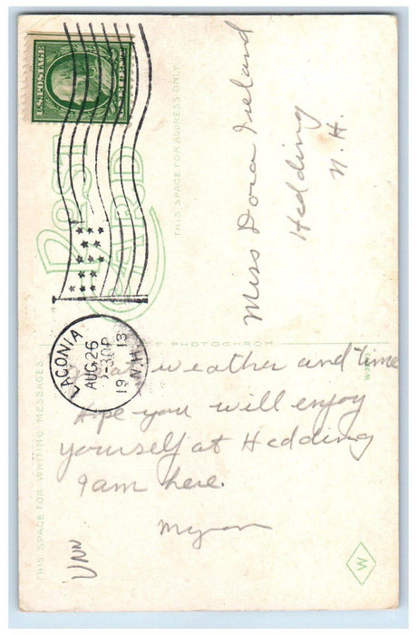 1913 High School Building Campus Laconia New Hampshire NH Antique Postcard