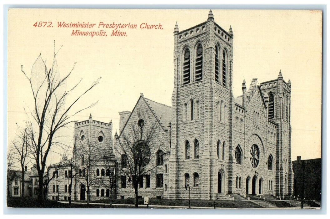 c1910's Westminister Presbyterian Church Minneapolis Minnesota MN Postcard