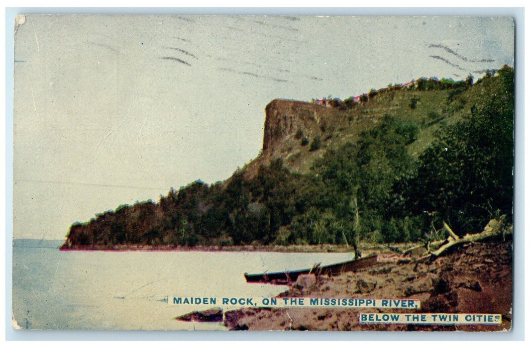 1911 Maiden Rock On The Mississippi River Below The Twin Cities Antique Postcard