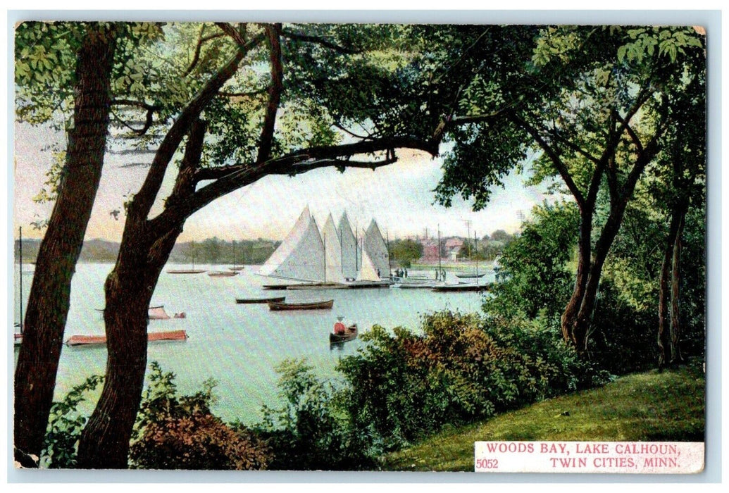 1908 Woods Bay Lake Calhoun Twin Cities Minnesota MN Posted Antique Postcard