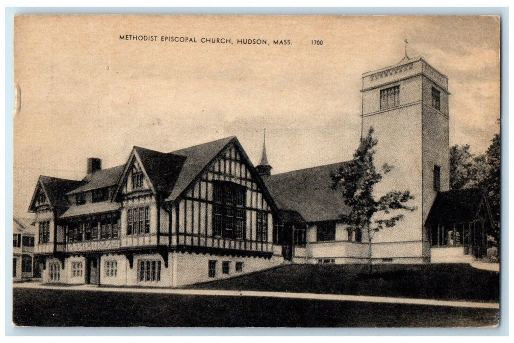 1945 Methodist Episcopal Church Hudson Massachusetts MA Posted Vintage Postcard