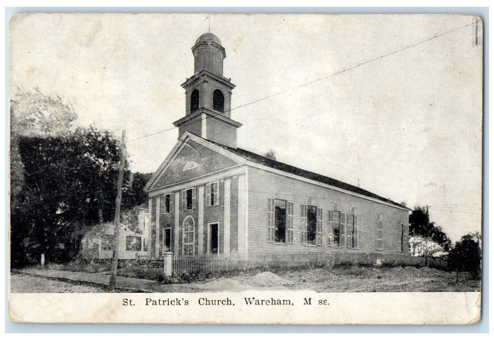 1909 St. Patrick's Church Scene Street Wareham Massachusetts MA Antique Postcard