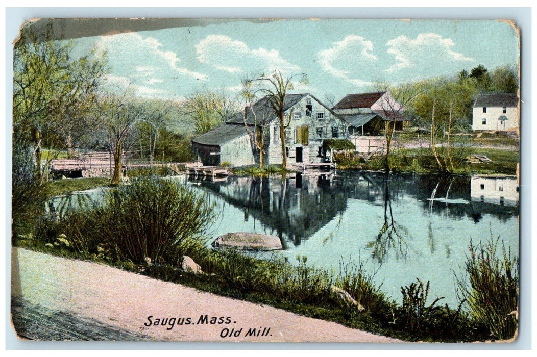 1910 View Of Old Mill River Saugus Massachusetts MA Posted Antique Postcard