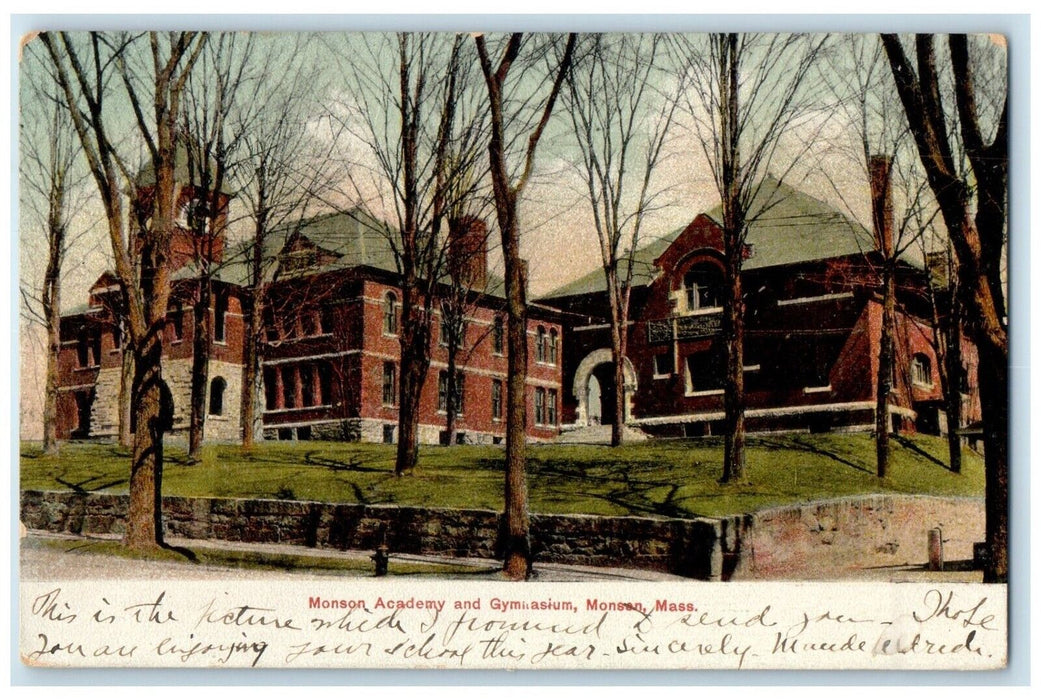 1906 Monson Academy And Gymnasium Monson Massachusetts MA Antique Postcard
