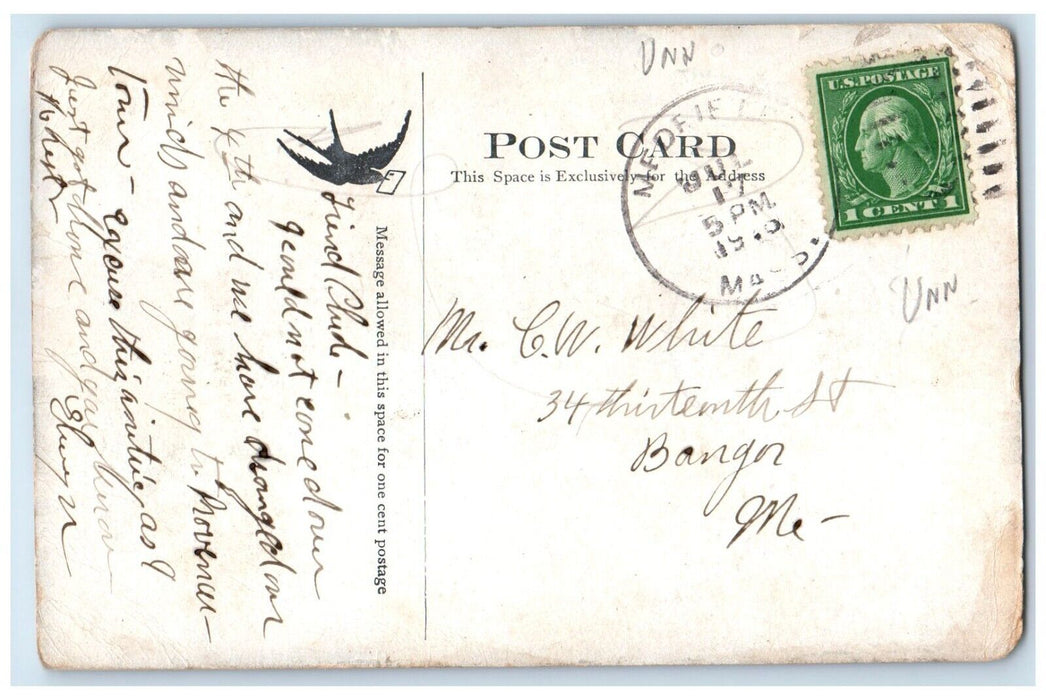 1910 Westboro Wearing Building Medfield Massachusetts MA Posted Antique Postcard