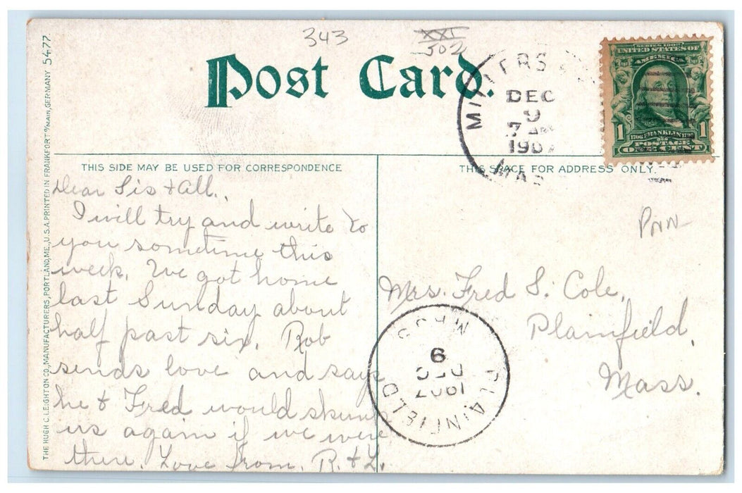 1907 View On Millers River Millers Falls Massachusetts MA Antique Postcard