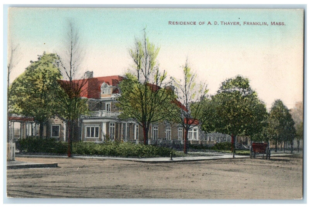 c1910's Residence Of AD Thayer Franklin Massachusetts MA Antique Postcard