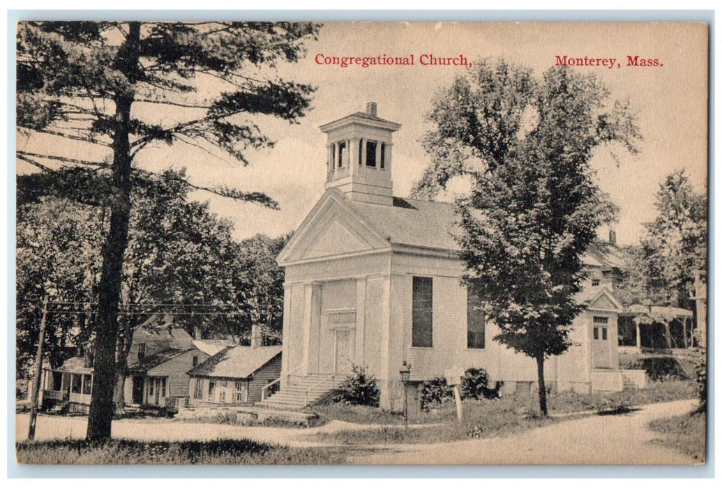 c1910's Congregational Church Monterey Massachusetts MA Posted Antique Postcard