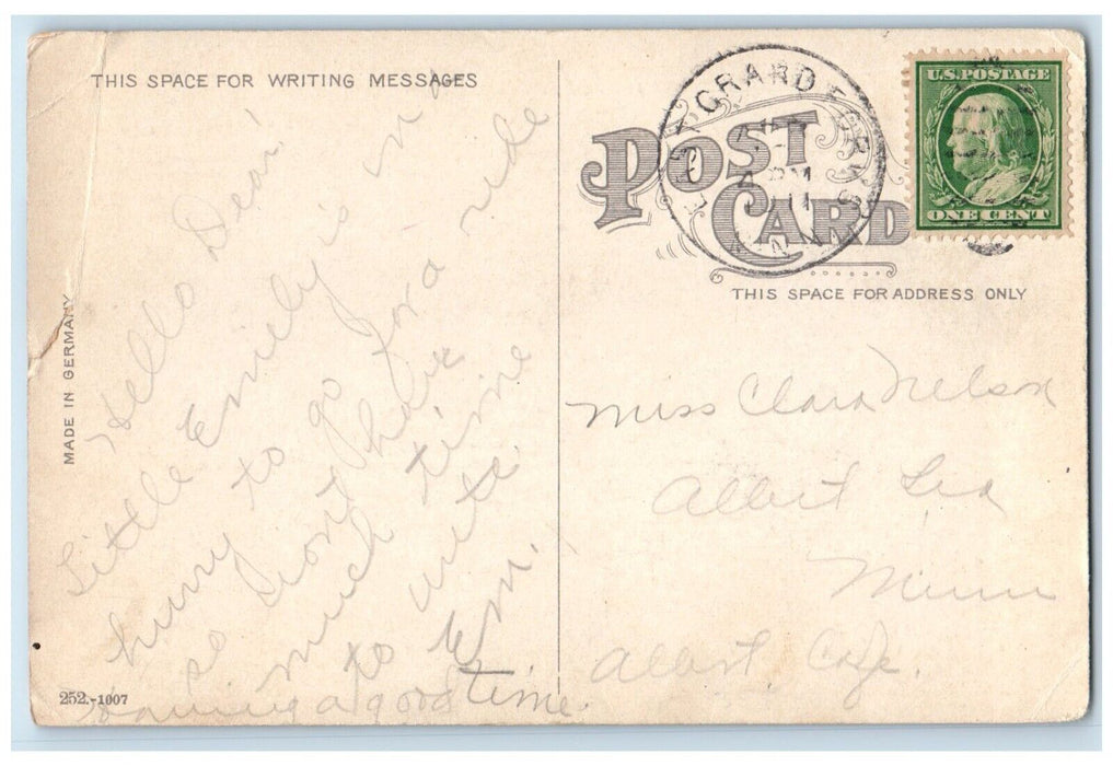 1911 Alpha Avenue Showing Post Office & Methodist Church Grand Forks ND Postcard