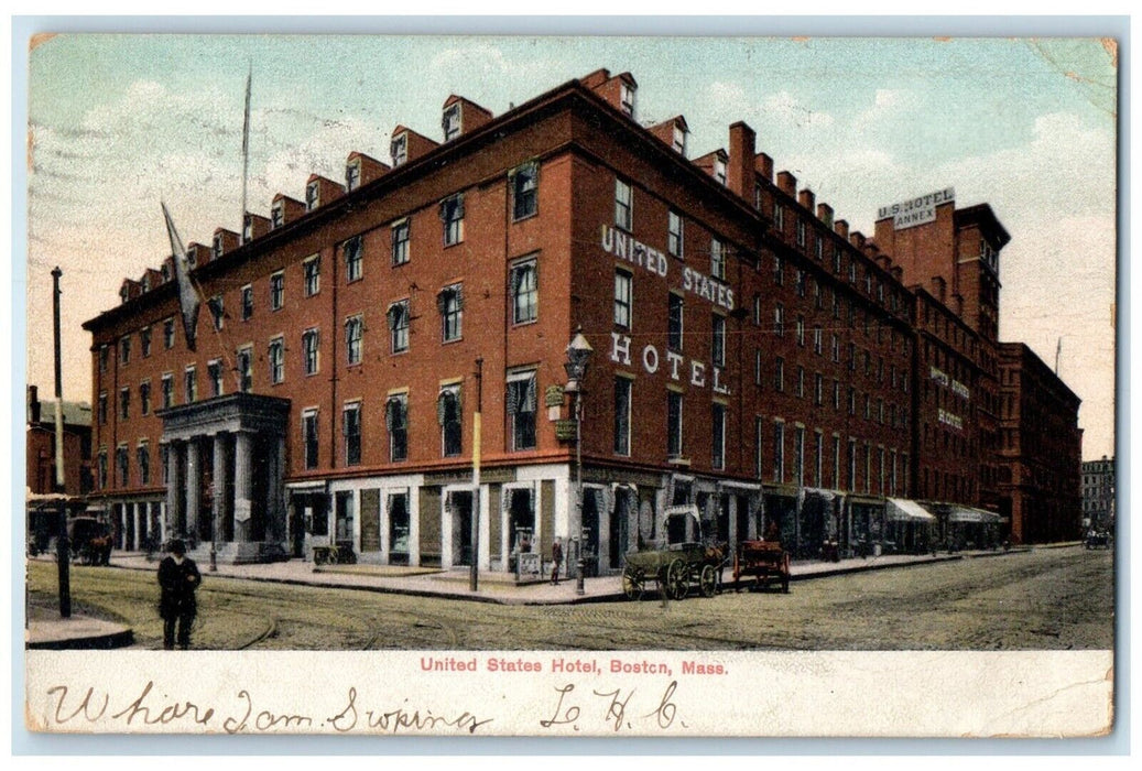 1907 Exterior View United States Hotel Building Boston Massachusetts MA Postcard