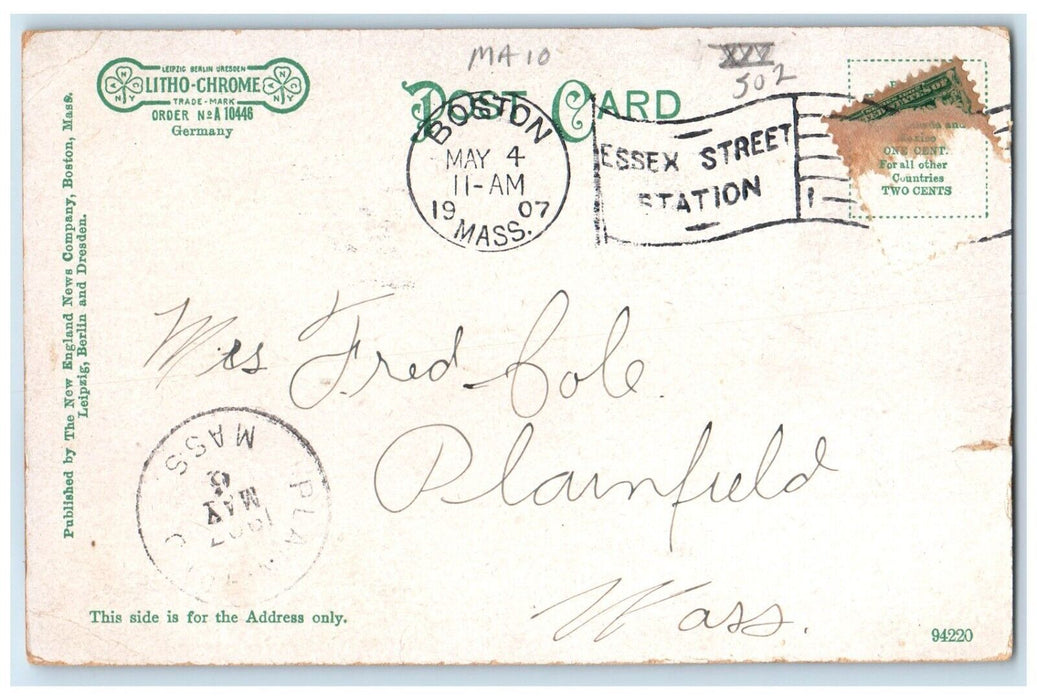 1907 Exterior View United States Hotel Building Boston Massachusetts MA Postcard
