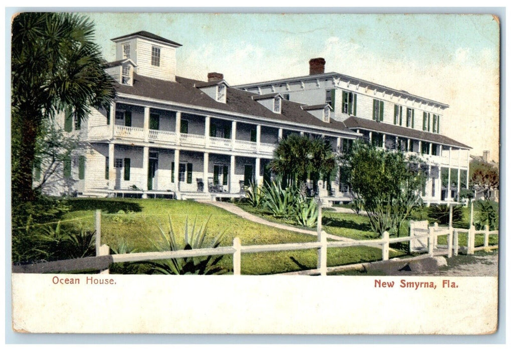 1909 Ocean House Building New Smyrna Florida FL RPO Posted Antique Postcard