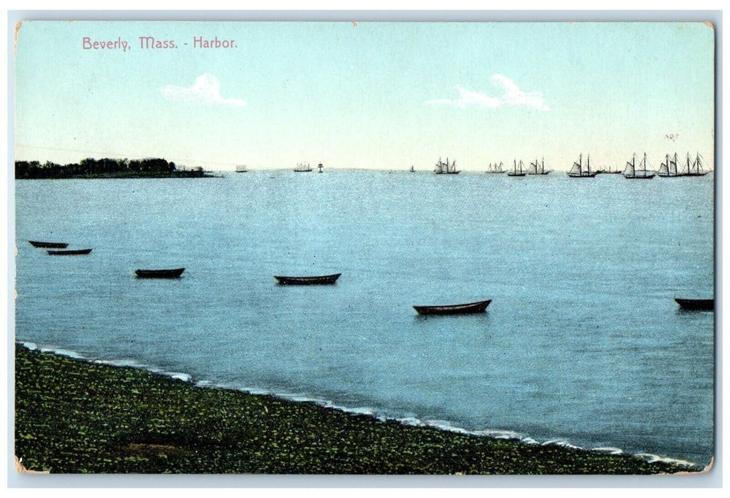 c1910's View Of Harbor Boat Scene Beverly Massachusetts MA Antique Postcard