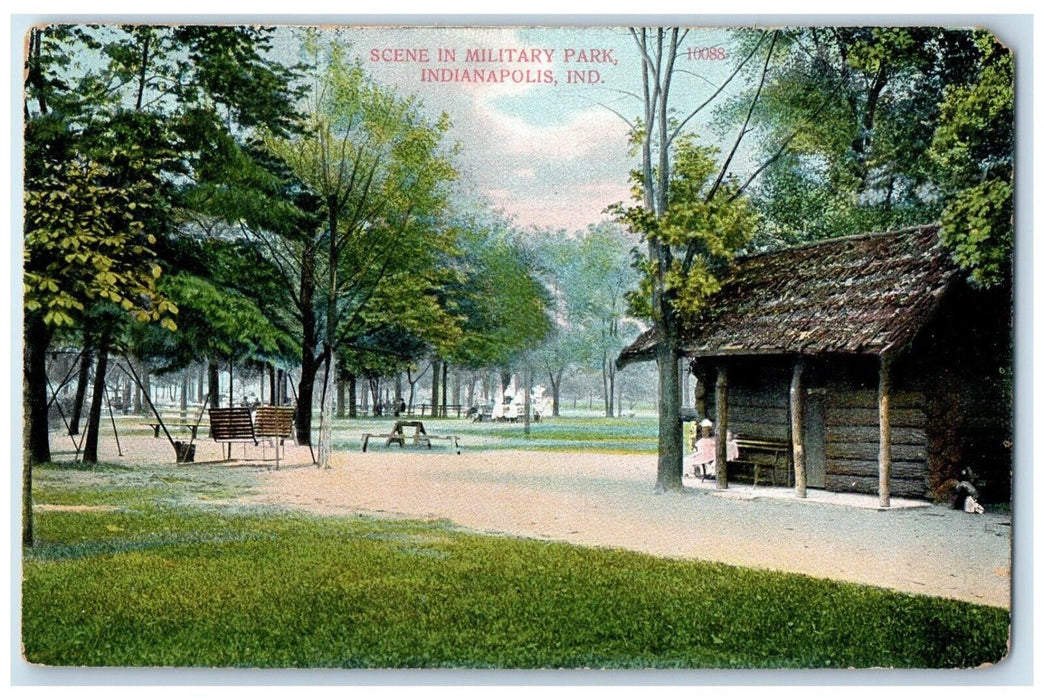 c1910's Scene In Military Park Indianapolis Indiana IN Unposted Antique Postcard