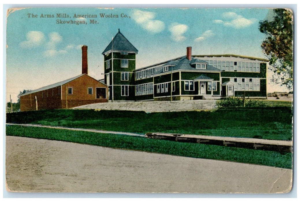 c1910's The Arms Mills American Woolen Co. Skowhegan Maine ME Antique Postcard