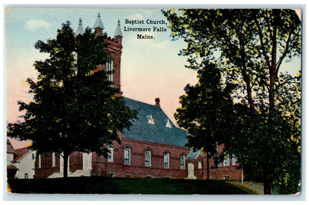 1914 Baptist Church Livermore Falls Maine ME Posted Antique Postcard