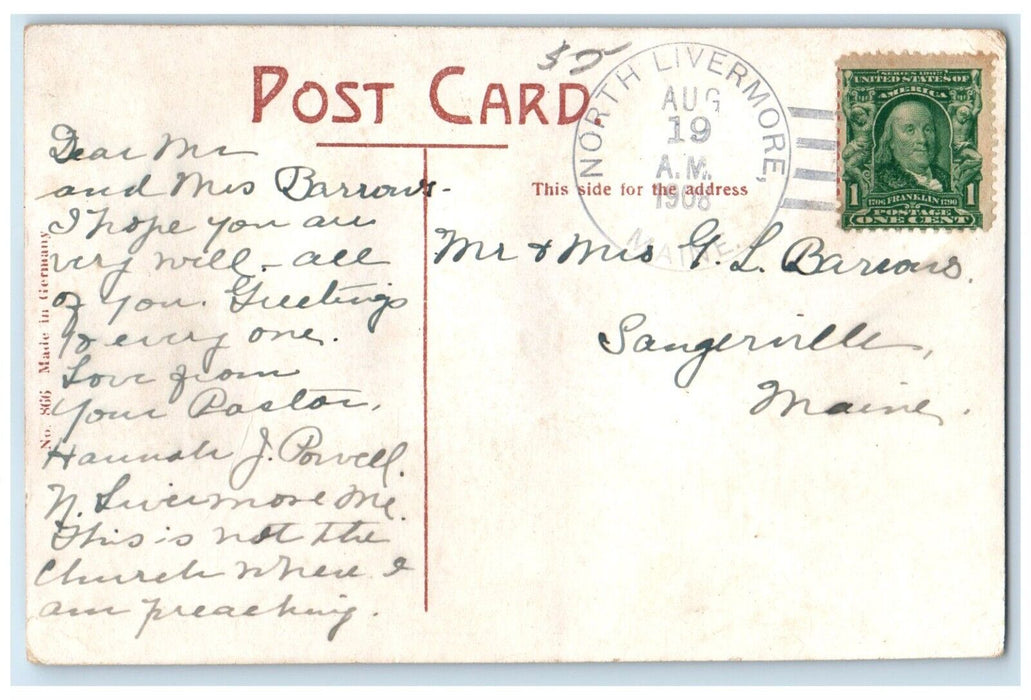 1908 Union Street Winter Scene House Trees Livermore Falls Maine ME Postcard