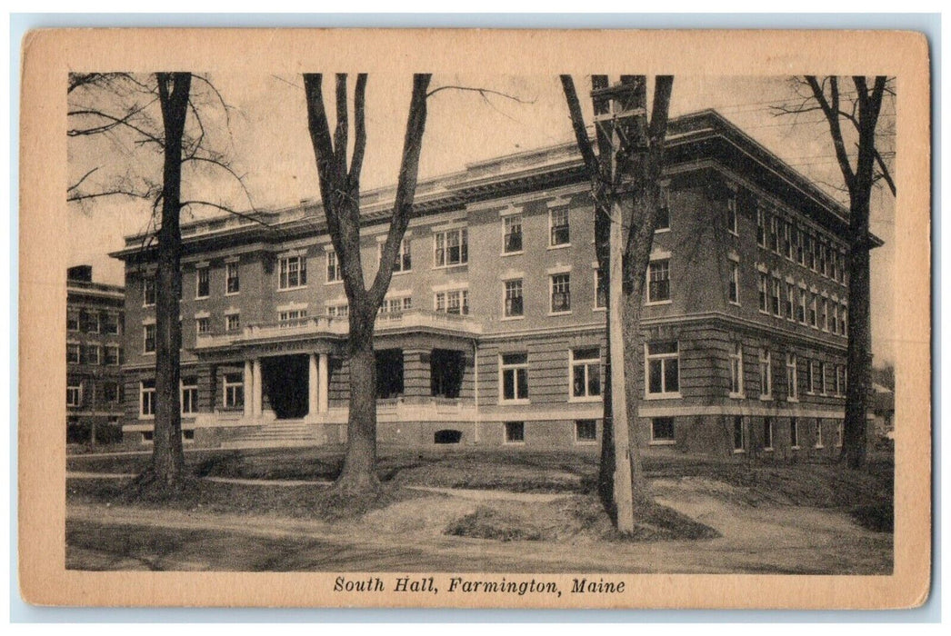 c1910's South Hall Building Scene Street Farmington Maine ME Antique Postcard