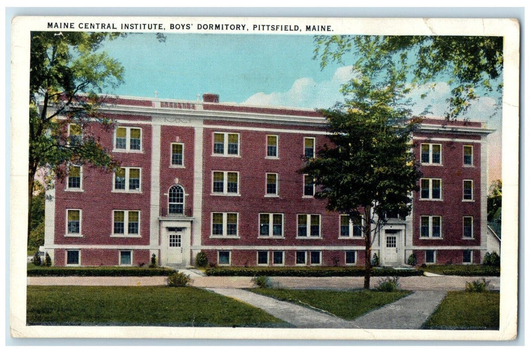 c1930's Maine Central Institute Boys Dormitory Building Pittsfield ME Postcard