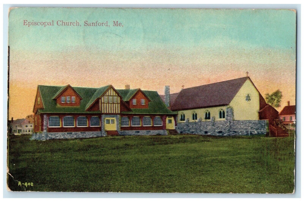 1910 View Of Episcopal Church Sanford Maine ME Posted Antique Postcard