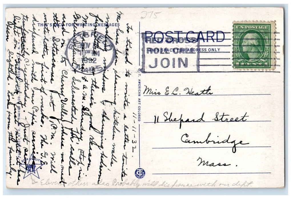 1932 Shaker Village Lebanon Valley Mountain Top Lebanon Trail MA Posted Postcard