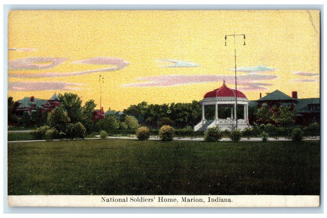 c1910 National Soldiers Home Exterior Building Field  Marion Indiana IN Postcard