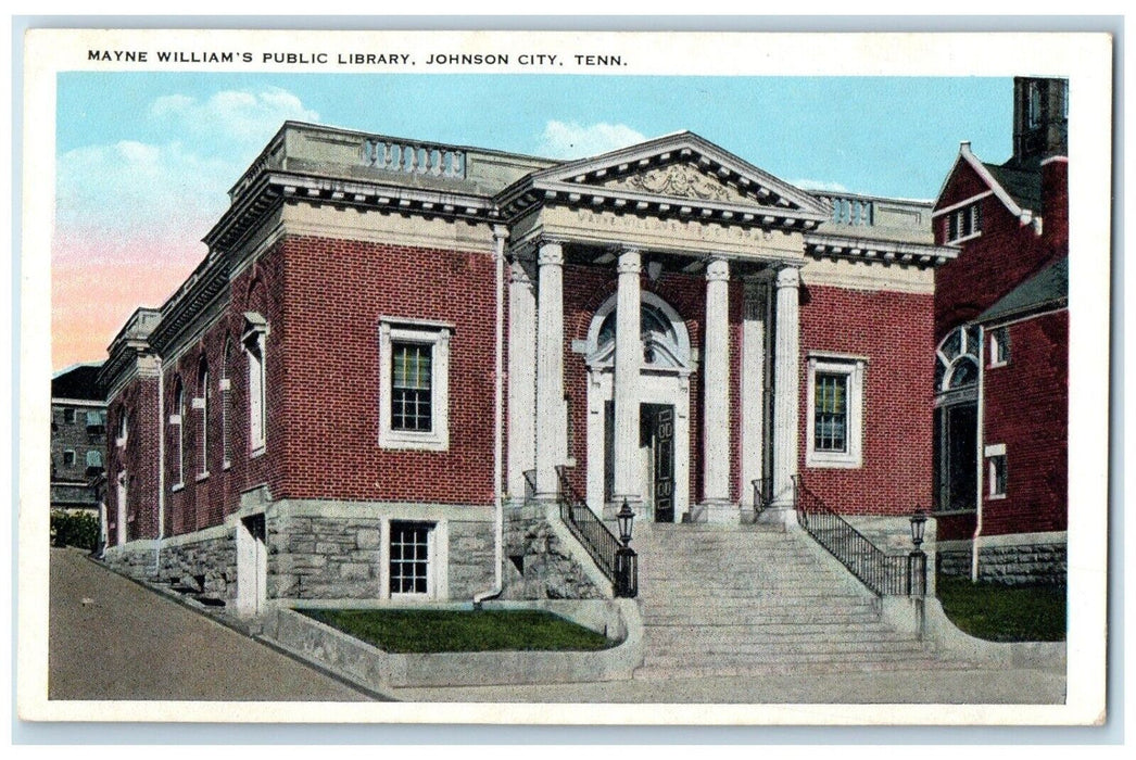 c1920 Mayne Williams Public Library Exterior Johnson City Tennessee TN Postcard