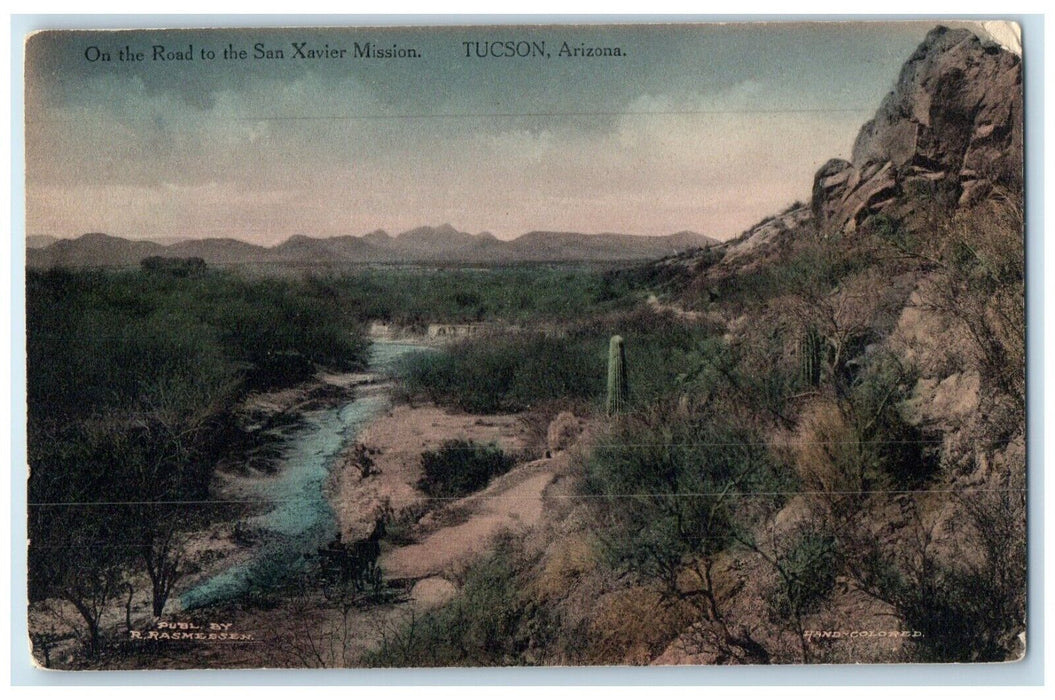 c1910's On The Road To The San Xavier Mission Tucson Arizona AZ Antique Postcard