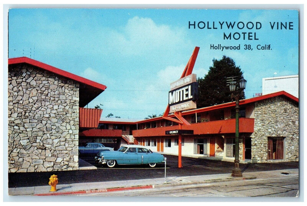 c1960's Hollywood Vine Motel Cars Roadside Hollywood California CA Postcard
