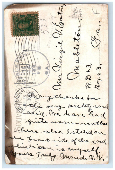 1908 Guy Park Avenue Amsterdam New York NY Mableton GA Posted Antique Postcard